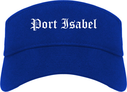 Port Isabel Texas TX Old English Mens Visor Cap Hat Royal Blue