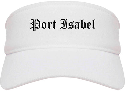 Port Isabel Texas TX Old English Mens Visor Cap Hat White