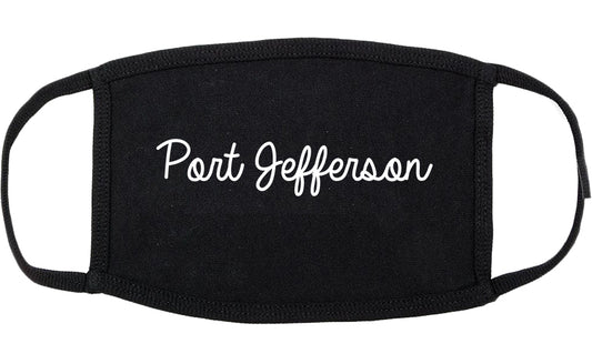 Port Jefferson New York NY Script Cotton Face Mask Black