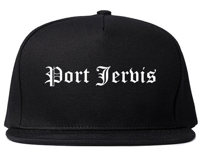 Port Jervis New York NY Old English Mens Snapback Hat Black