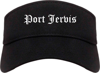 Port Jervis New York NY Old English Mens Visor Cap Hat Black