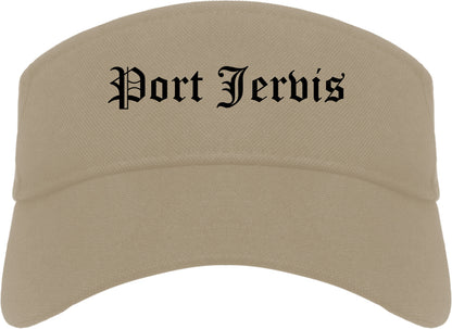 Port Jervis New York NY Old English Mens Visor Cap Hat Khaki