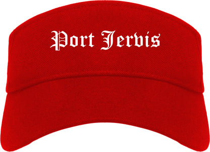 Port Jervis New York NY Old English Mens Visor Cap Hat Red