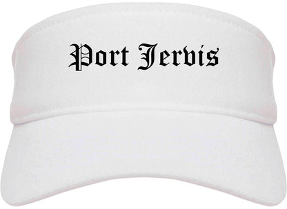 Port Jervis New York NY Old English Mens Visor Cap Hat White