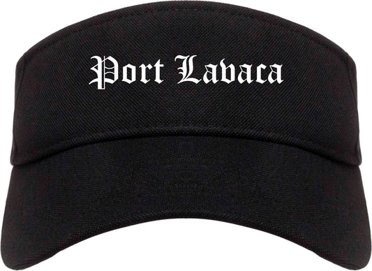 Port Lavaca Texas TX Old English Mens Visor Cap Hat Black