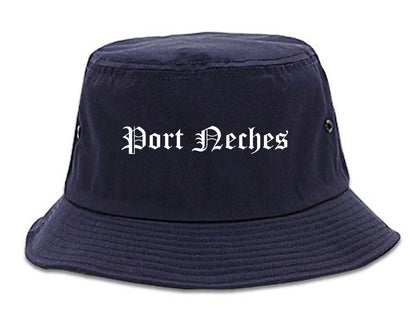 Port Neches Texas TX Old English Mens Bucket Hat Navy Blue