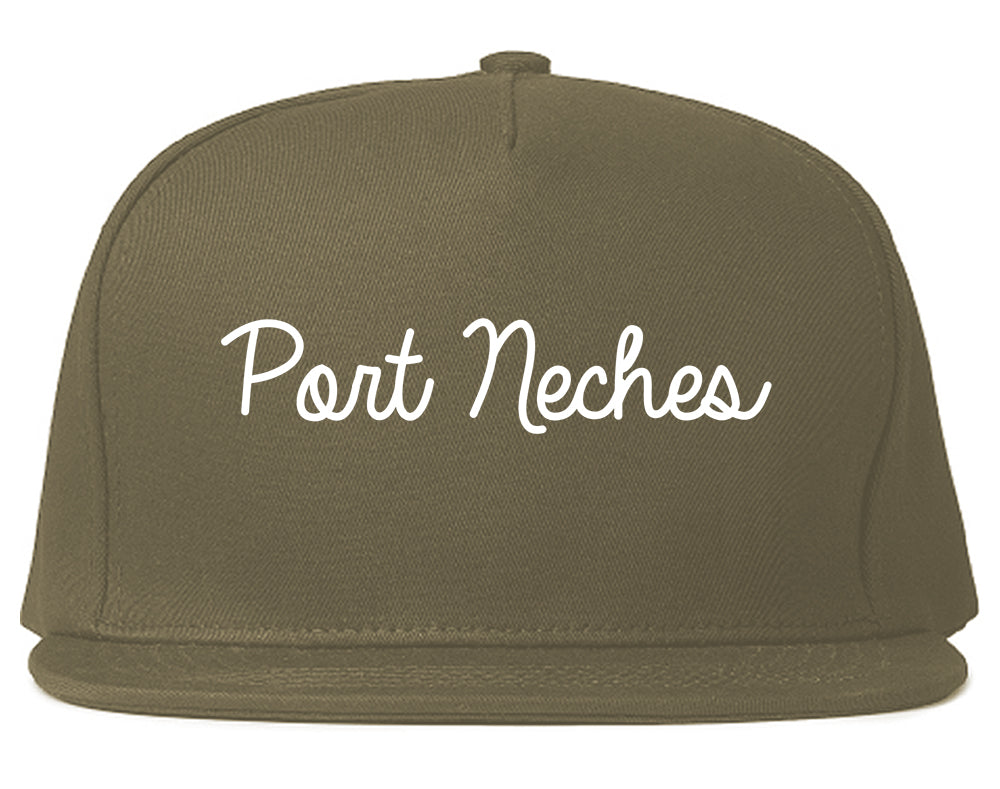 Port Neches Texas TX Script Mens Snapback Hat Grey