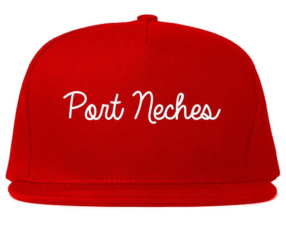 Port Neches Texas TX Script Mens Snapback Hat Red
