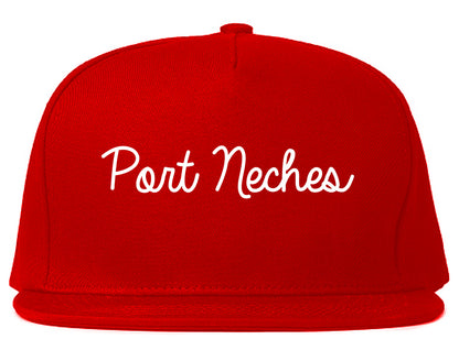 Port Neches Texas TX Script Mens Snapback Hat Red
