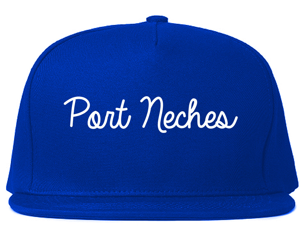 Port Neches Texas TX Script Mens Snapback Hat Royal Blue