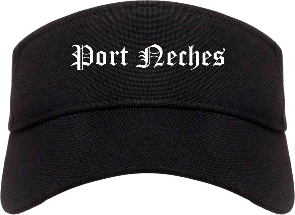 Port Neches Texas TX Old English Mens Visor Cap Hat Black