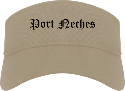 Port Neches Texas TX Old English Mens Visor Cap Hat Khaki