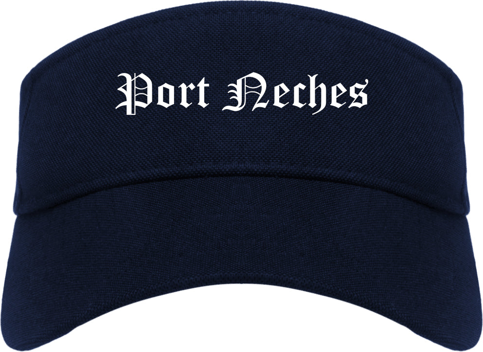 Port Neches Texas TX Old English Mens Visor Cap Hat Navy Blue