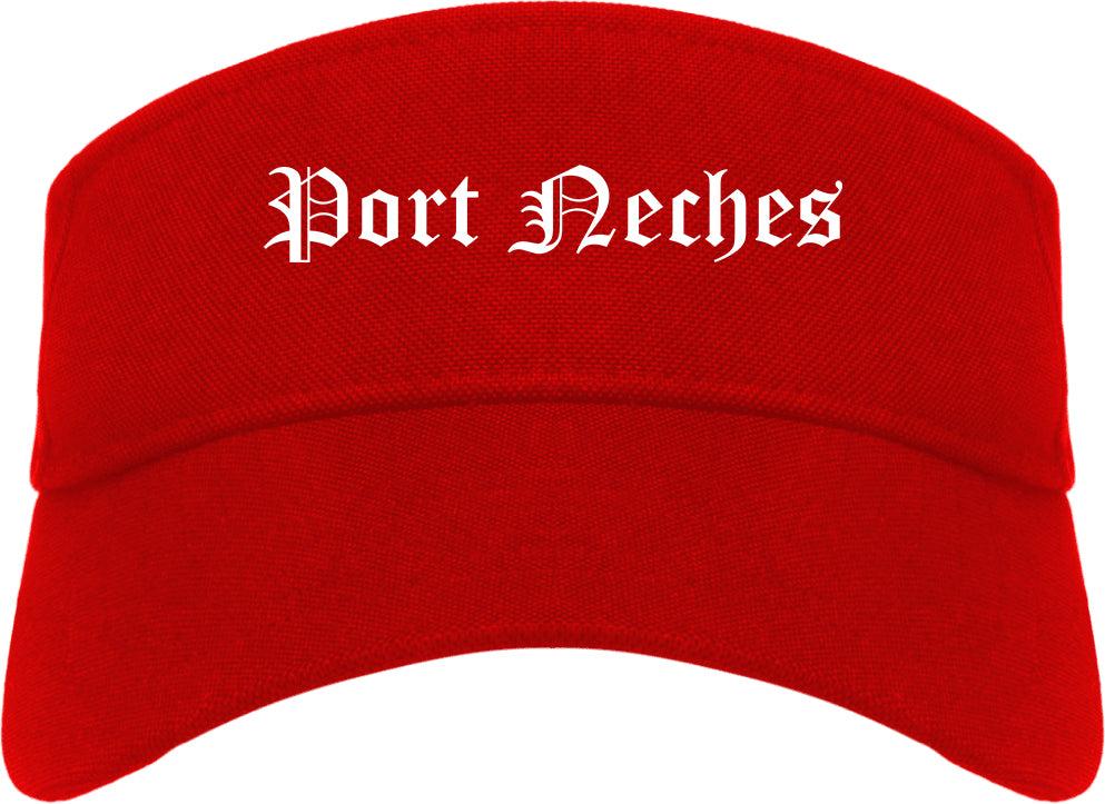 Port Neches Texas TX Old English Mens Visor Cap Hat Red