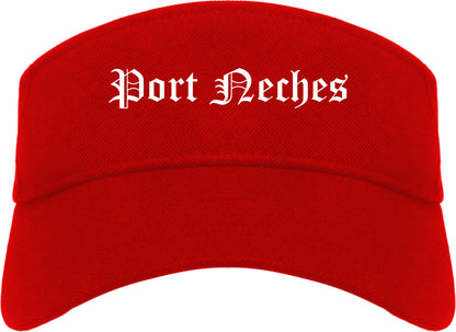 Port Neches Texas TX Old English Mens Visor Cap Hat Red
