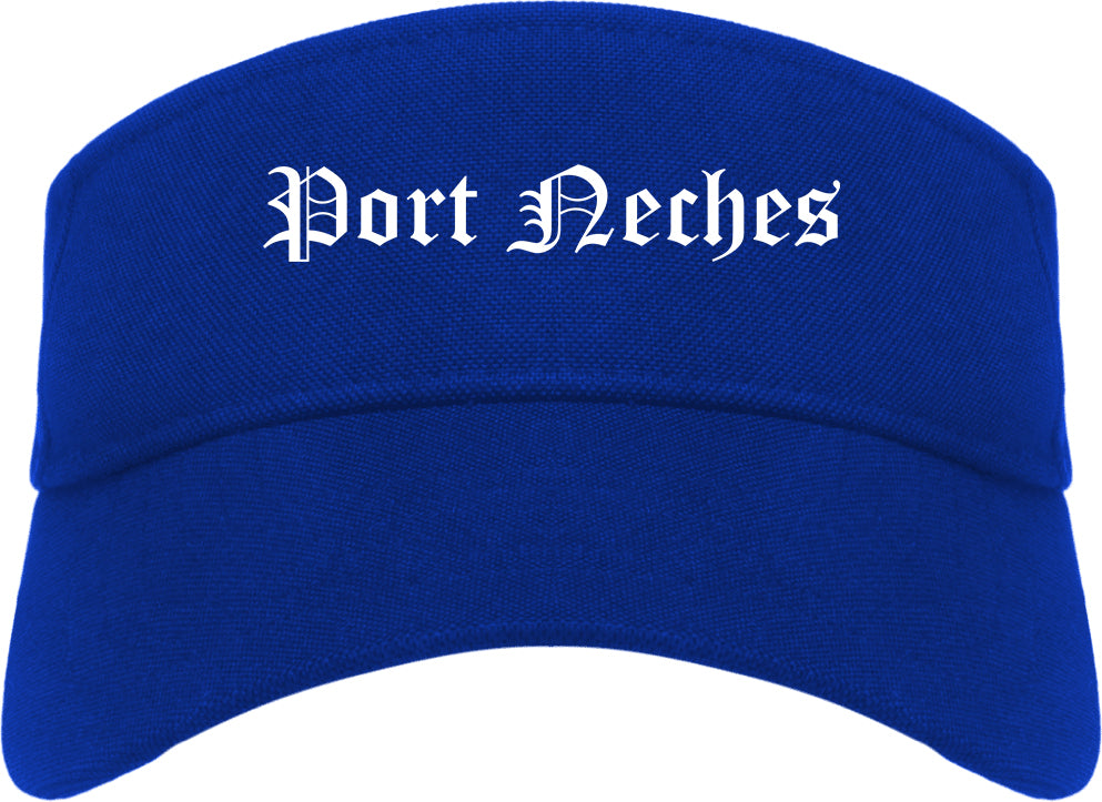 Port Neches Texas TX Old English Mens Visor Cap Hat Royal Blue