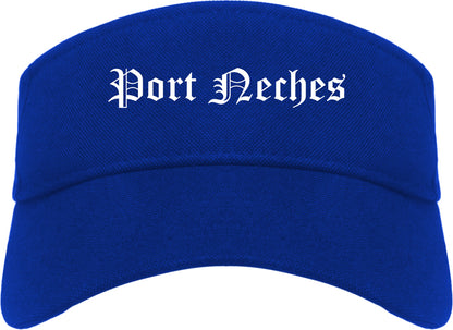Port Neches Texas TX Old English Mens Visor Cap Hat Royal Blue