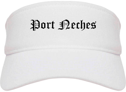 Port Neches Texas TX Old English Mens Visor Cap Hat White