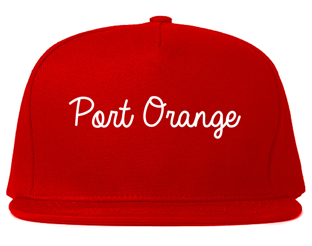Port Orange Florida FL Script Mens Snapback Hat Red