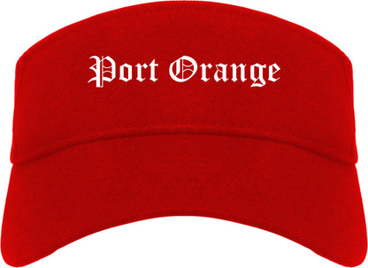 Port Orange Florida FL Old English Mens Visor Cap Hat Red