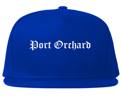 Port Orchard Washington WA Old English Mens Snapback Hat Royal Blue