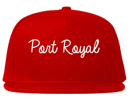 Port Royal South Carolina SC Script Mens Snapback Hat Red