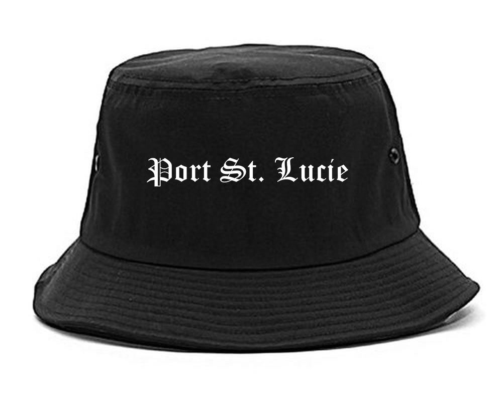 Port St. Lucie Florida FL Old English Mens Bucket Hat Black