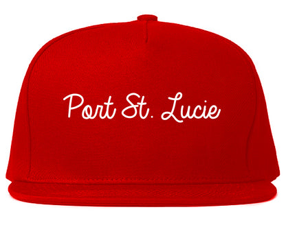 Port St. Lucie Florida FL Script Mens Snapback Hat Red