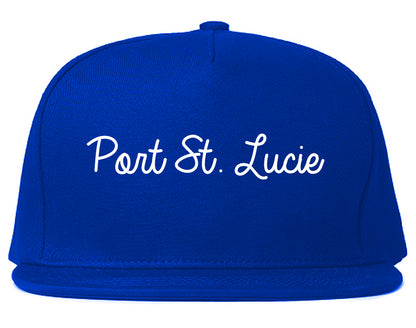 Port St. Lucie Florida FL Script Mens Snapback Hat Royal Blue