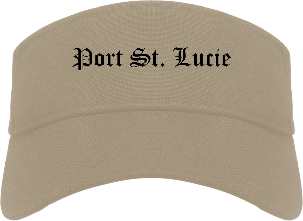 Port St. Lucie Florida FL Old English Mens Visor Cap Hat Khaki