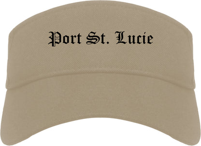 Port St. Lucie Florida FL Old English Mens Visor Cap Hat Khaki