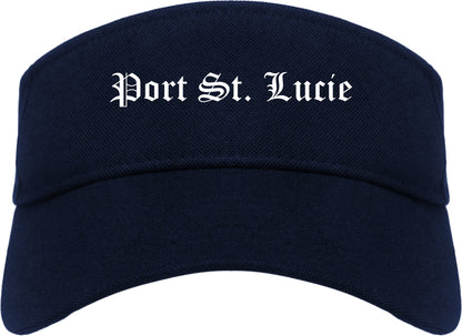 Port St. Lucie Florida FL Old English Mens Visor Cap Hat Navy Blue