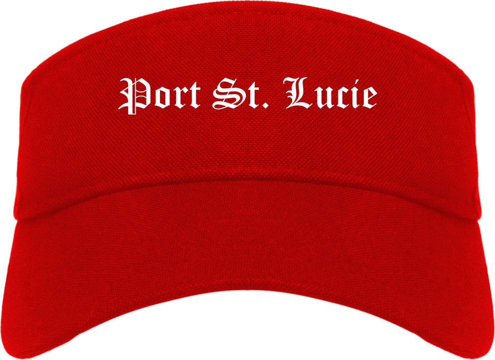 Port St. Lucie Florida FL Old English Mens Visor Cap Hat Red