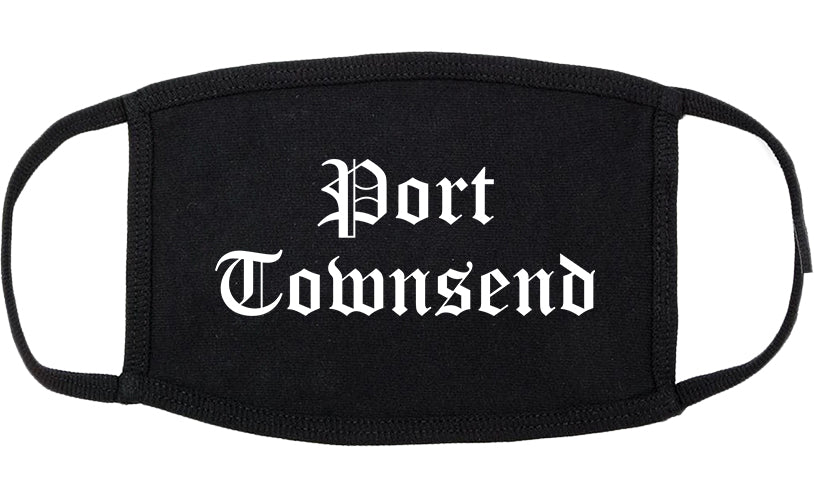 Port Townsend Washington WA Old English Cotton Face Mask Black