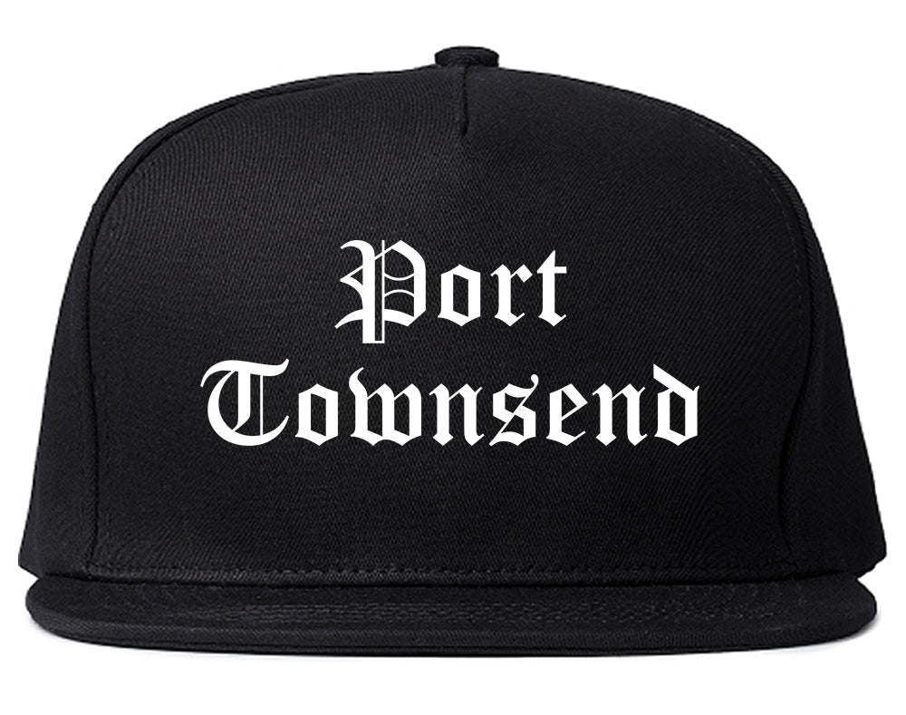 Port Townsend Washington WA Old English Mens Snapback Hat Black