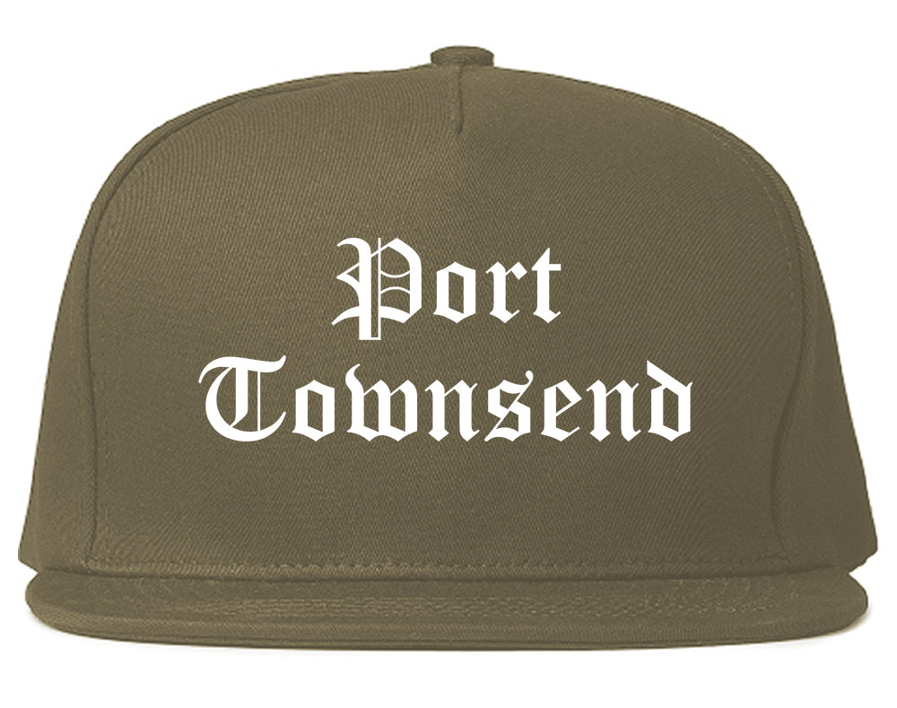 Port Townsend Washington WA Old English Mens Snapback Hat Grey