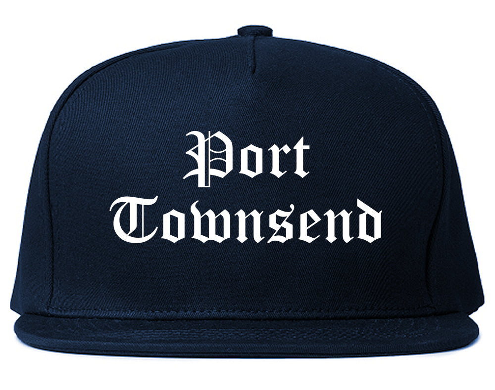 Port Townsend Washington WA Old English Mens Snapback Hat Navy Blue