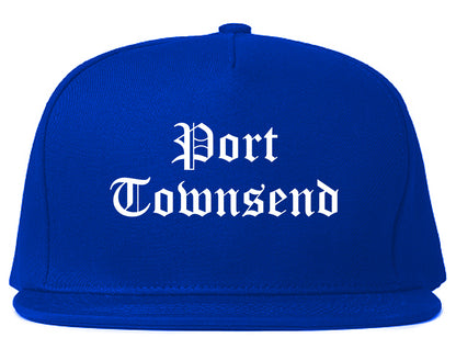 Port Townsend Washington WA Old English Mens Snapback Hat Royal Blue