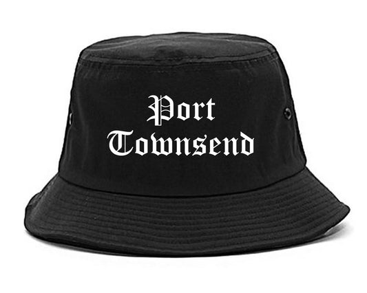 Port Townsend Washington WA Old English Mens Bucket Hat Black