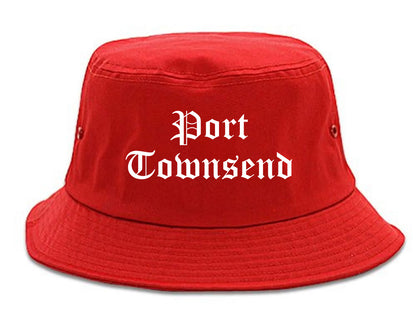 Port Townsend Washington WA Old English Mens Bucket Hat Red