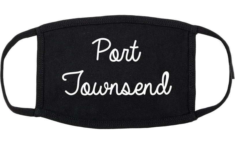 Port Townsend Washington WA Script Cotton Face Mask Black