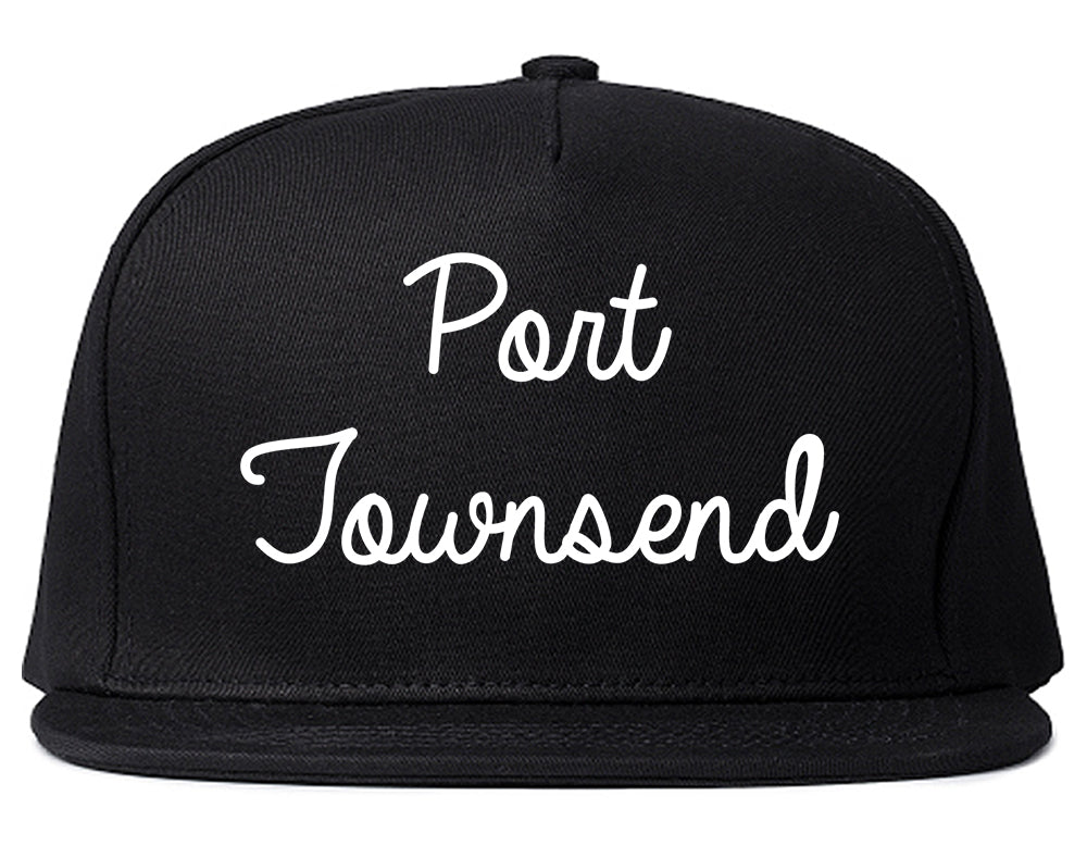 Port Townsend Washington WA Script Mens Snapback Hat Black