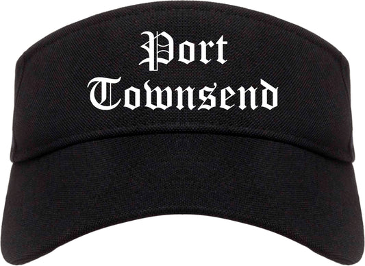 Port Townsend Washington WA Old English Mens Visor Cap Hat Black