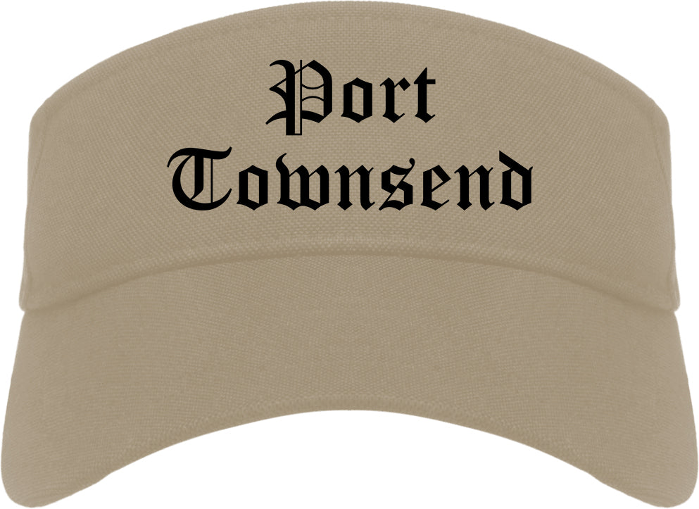 Port Townsend Washington WA Old English Mens Visor Cap Hat Khaki