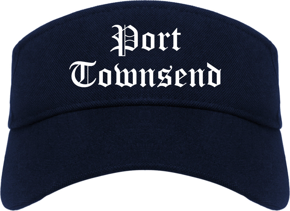 Port Townsend Washington WA Old English Mens Visor Cap Hat Navy Blue