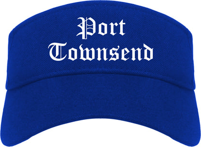 Port Townsend Washington WA Old English Mens Visor Cap Hat Royal Blue