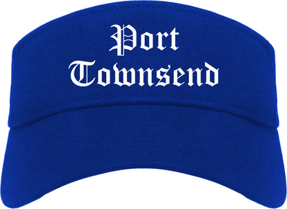Port Townsend Washington WA Old English Mens Visor Cap Hat Royal Blue