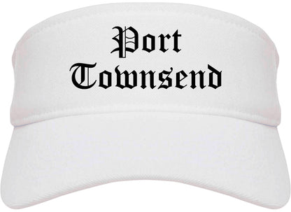 Port Townsend Washington WA Old English Mens Visor Cap Hat White