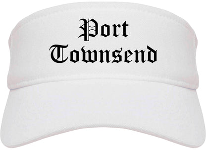 Port Townsend Washington WA Old English Mens Visor Cap Hat White