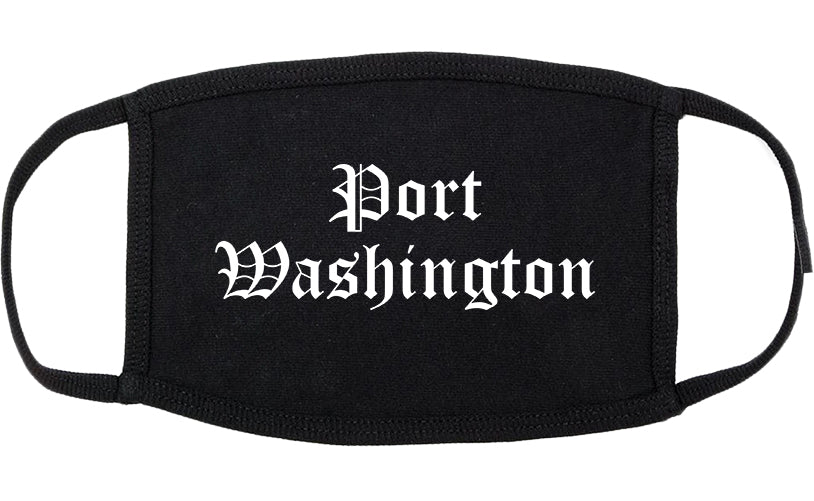 Port Washington Wisconsin WI Old English Cotton Face Mask Black
